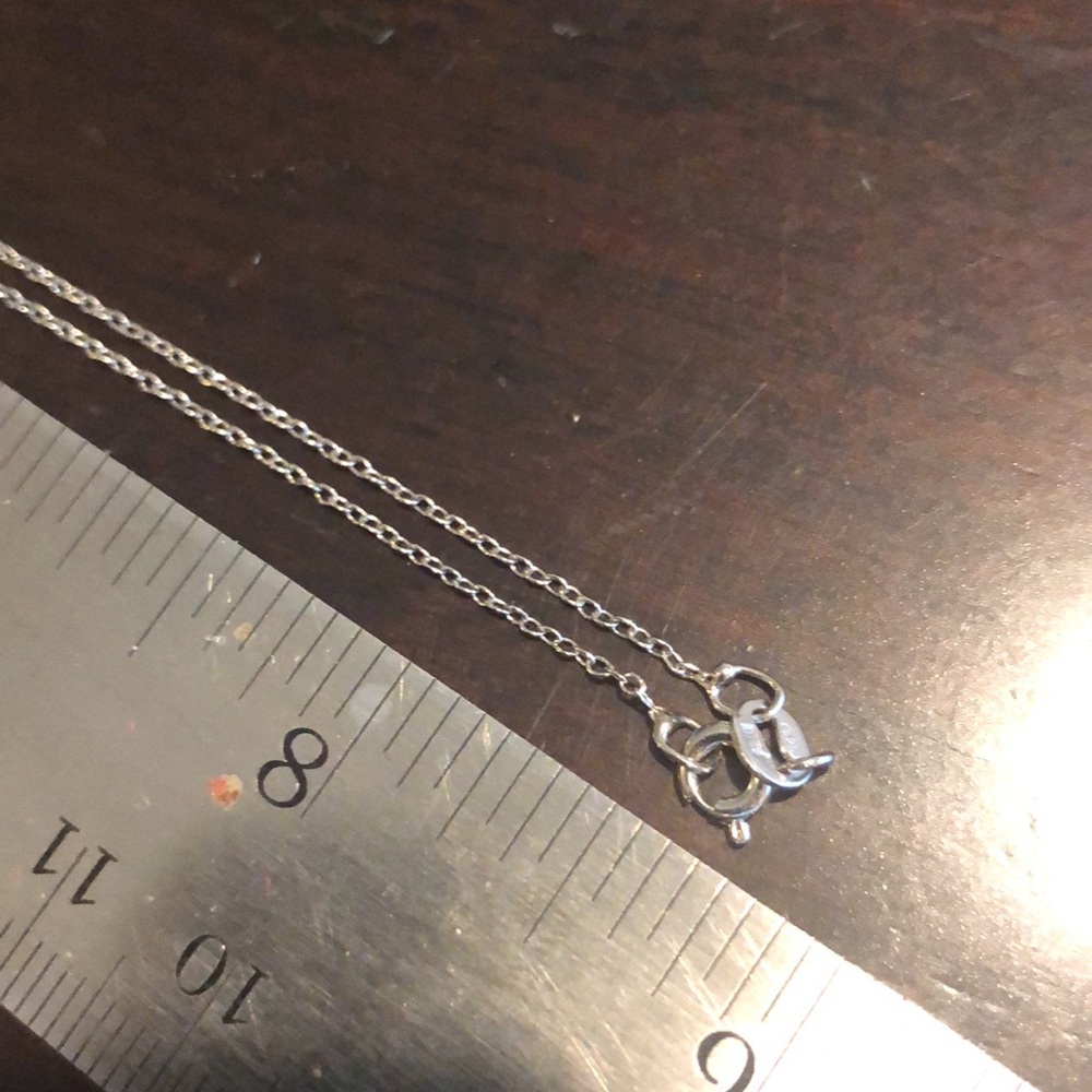 Sterling Silver Initial Necklace (“E”) with Diamonds - Picture 4 of 6
